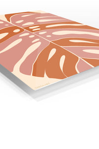 Terracotta Monstera Leaf premium metal wall art – angled view