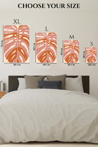 EMESA metal wall art size comparison guide for Terracotta Monstera Leaf