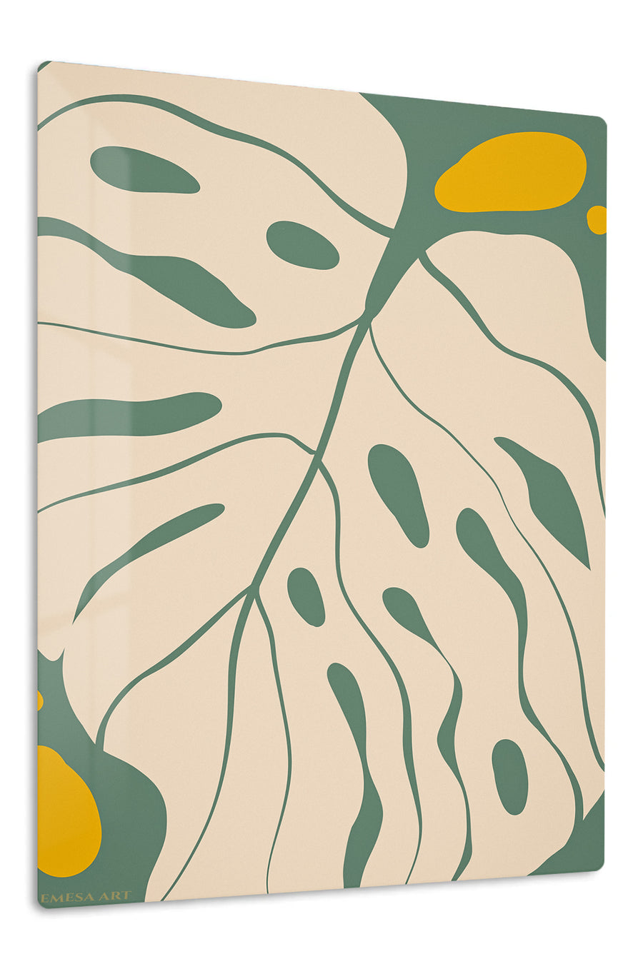 Ochre and Sage Abstract Botanicals premium metal wall art – front view