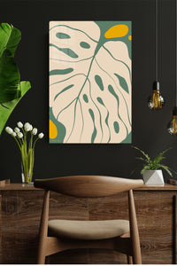Ochre and Sage Abstract Botanicals metal wall art displayed in a modern interior