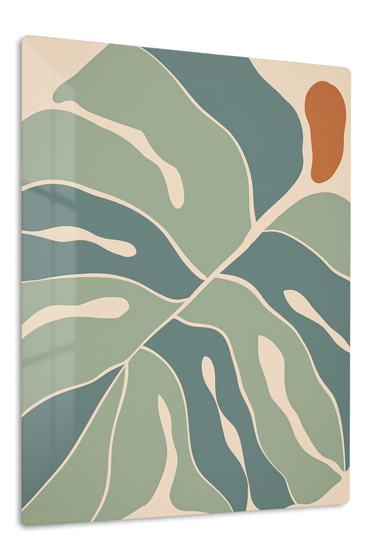 Earth Tone Abstract Leaves premium metal wall art – front view