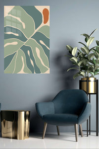 Earth Tone Abstract Leaves metal wall art displayed in a contemporary living space