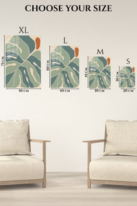 EMESA metal wall art size comparison guide for Earth Tone Abstract Leaves