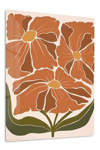 Terracotta Wildflower Bloom premium metal wall art – front view