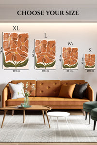 EMESA metal wall art size comparison guide for Terracotta Wildflower Bloom