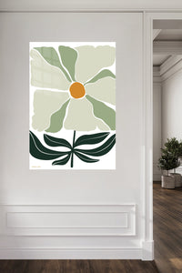 Sage Bloom metal wall art displayed in a contemporary living space