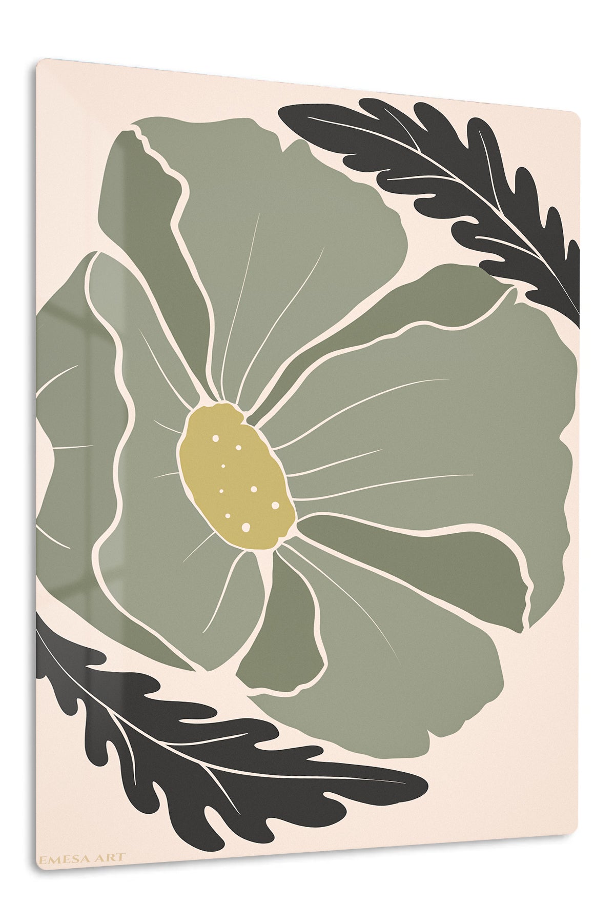 Abstract Sage Leaf Composition premium metal wall art – front view