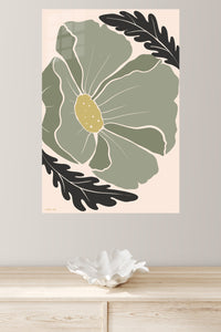 Abstract Sage Leaf Composition metal wall art displayed in a modern interior