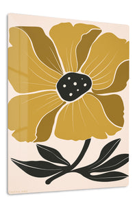 Golden Botanical Bloom premium metal wall art – front view