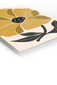 Golden Botanical Bloom premium metal wall art – angled view