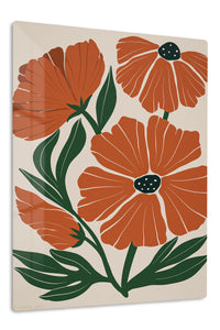 Rust Orange Botanical Blooms premium metal wall art – front view