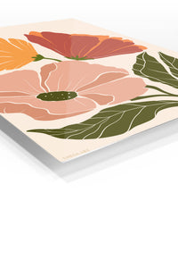 Warm Botanical Bloom premium metal wall art – angled view
