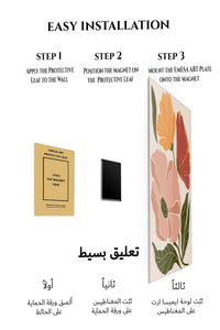 Magnetic mounting installation guide for Warm Botanical Bloom metal wall art