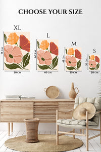 EMESA metal wall art size comparison guide for Warm Botanical Bloom
