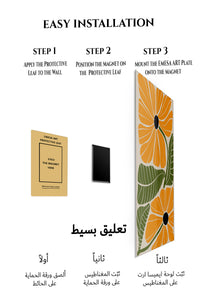 Magnetic mounting installation guide for Marigold Bloom Botanical metal wall art