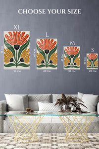 EMESA metal wall art size comparison guide for Three Bloom Folk Floral