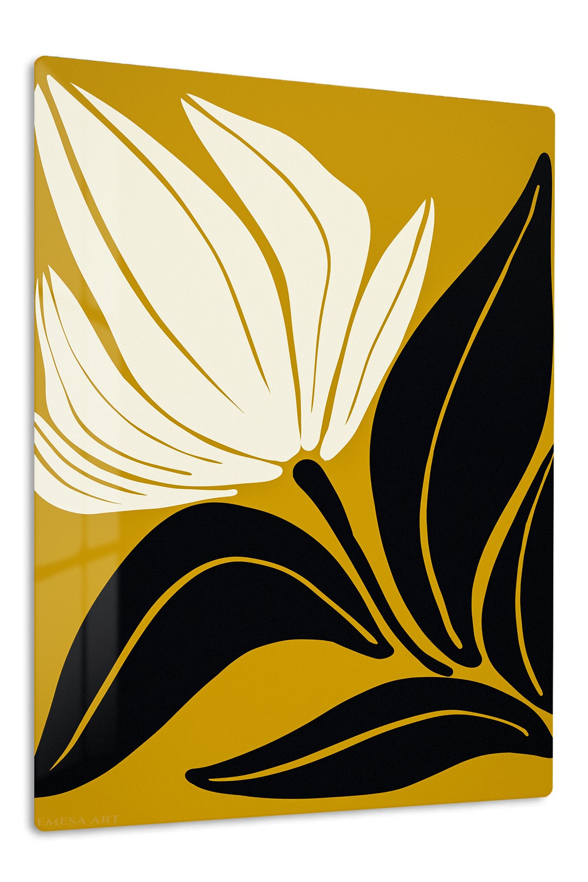 Golden Abstract Bloom premium metal wall art – front view