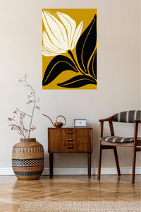 Golden Abstract Bloom metal wall art displayed in a contemporary living space