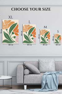 EMESA metal wall art size comparison guide for Abstract Tropical Botanical Blooms