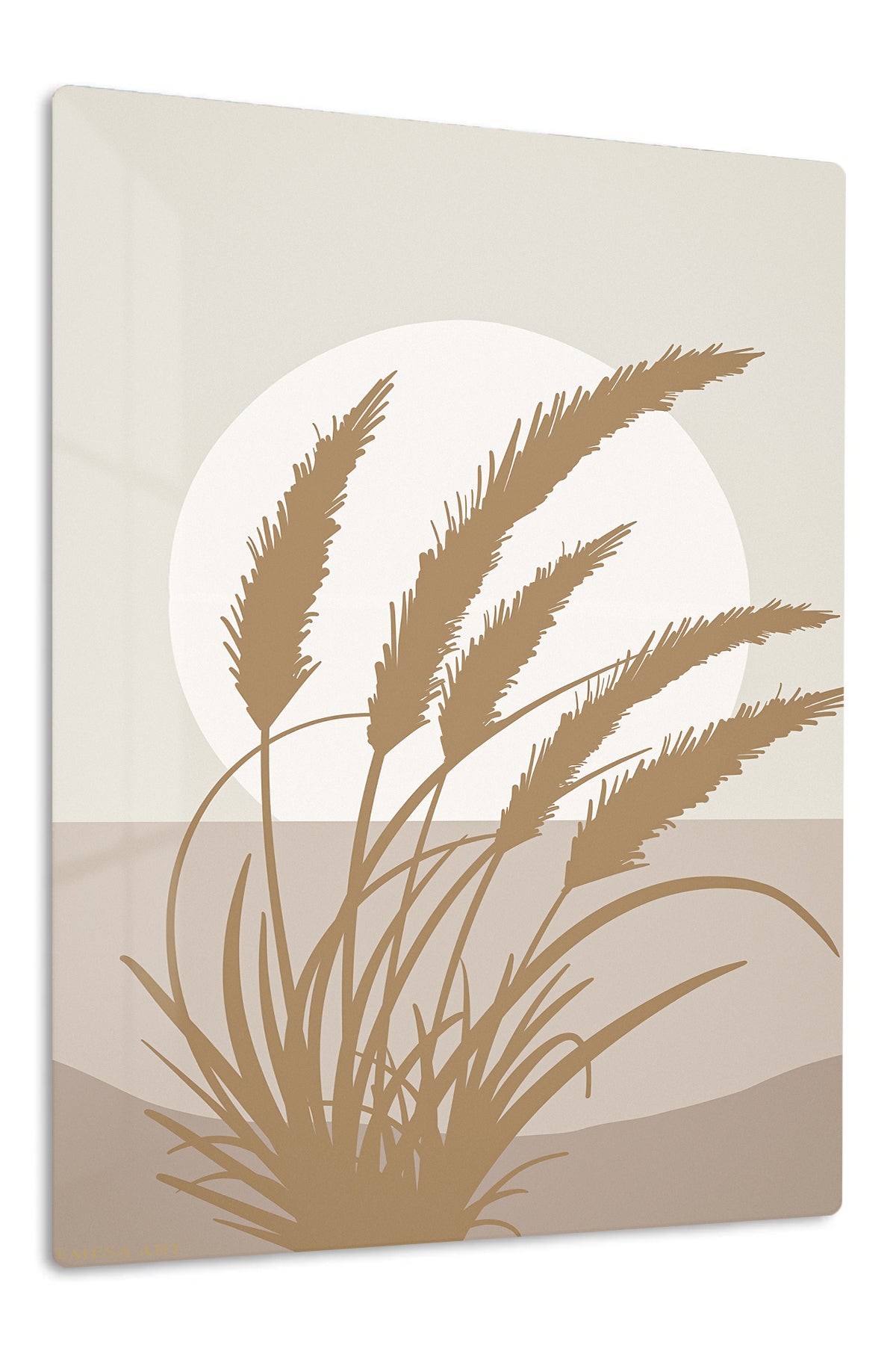 Golden Wheat Silhouette premium metal wall art – front view