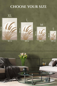 EMESA metal wall art size comparison guide for Golden Wheat Silhouette