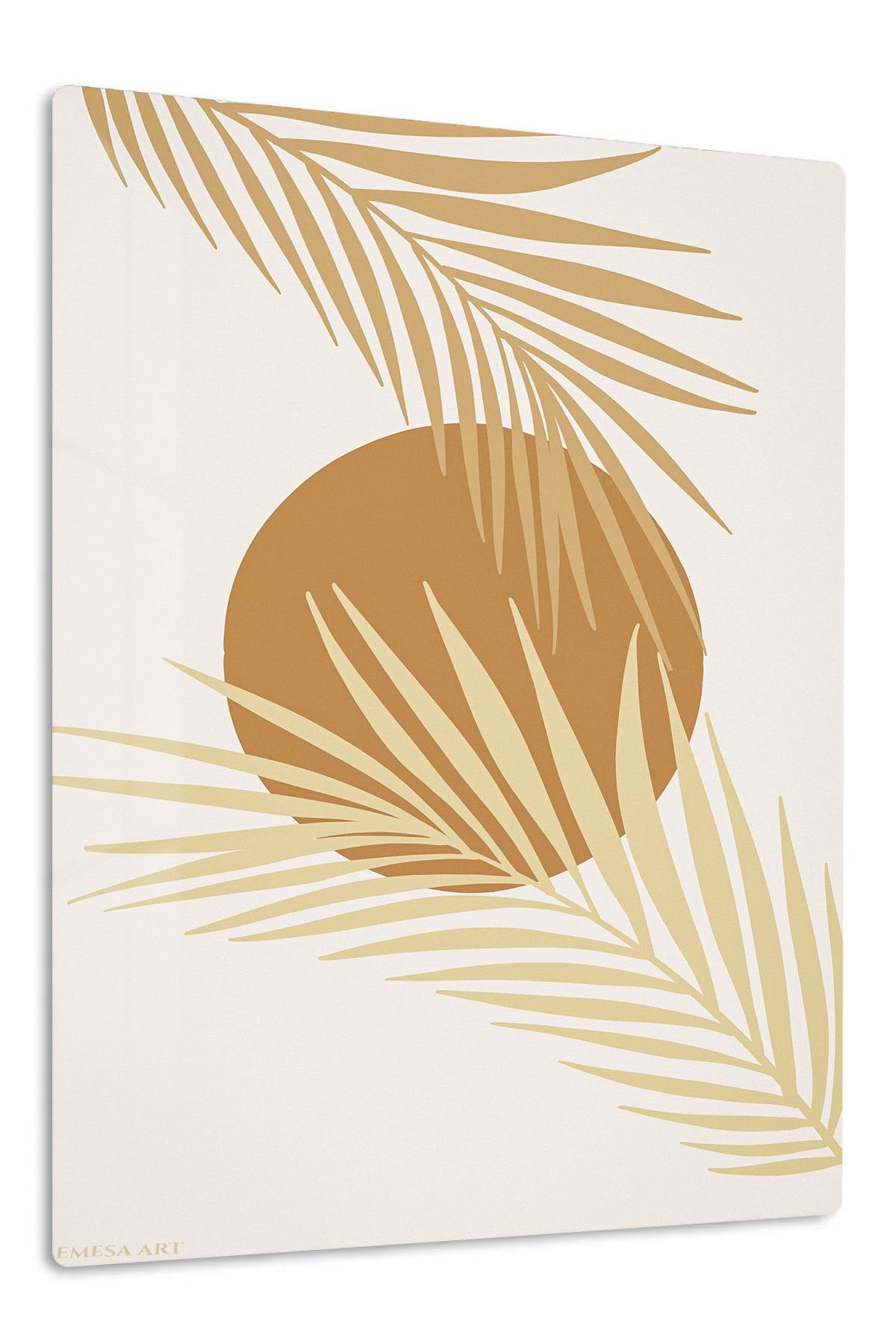 Golden Palm Sun premium metal wall art – front view