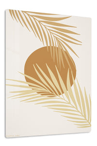 Golden Palm Sun premium metal wall art – front view