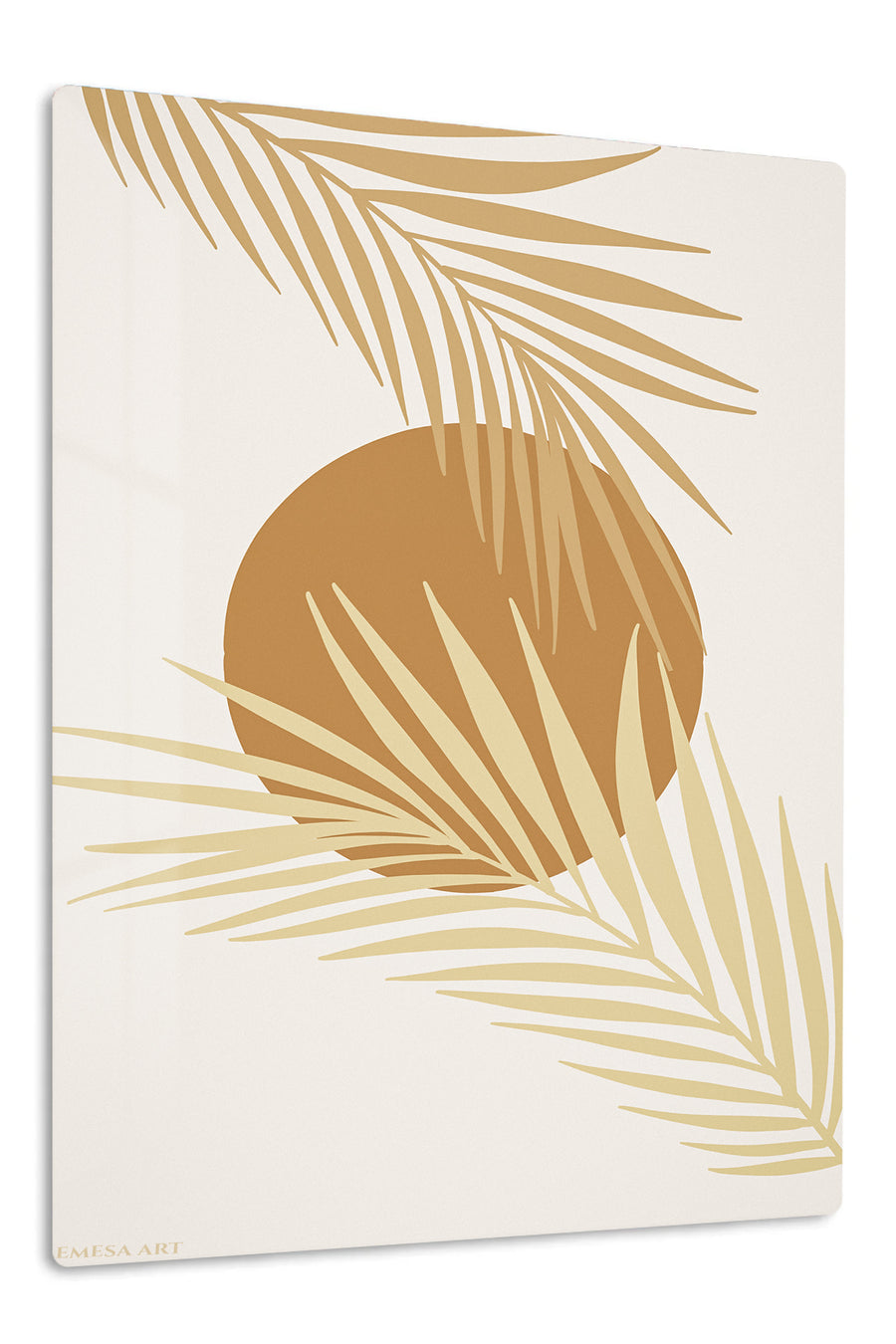 Golden Palm Sun premium metal wall art – front view