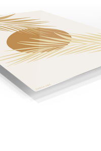 Golden Palm Sun premium metal wall art – angled view