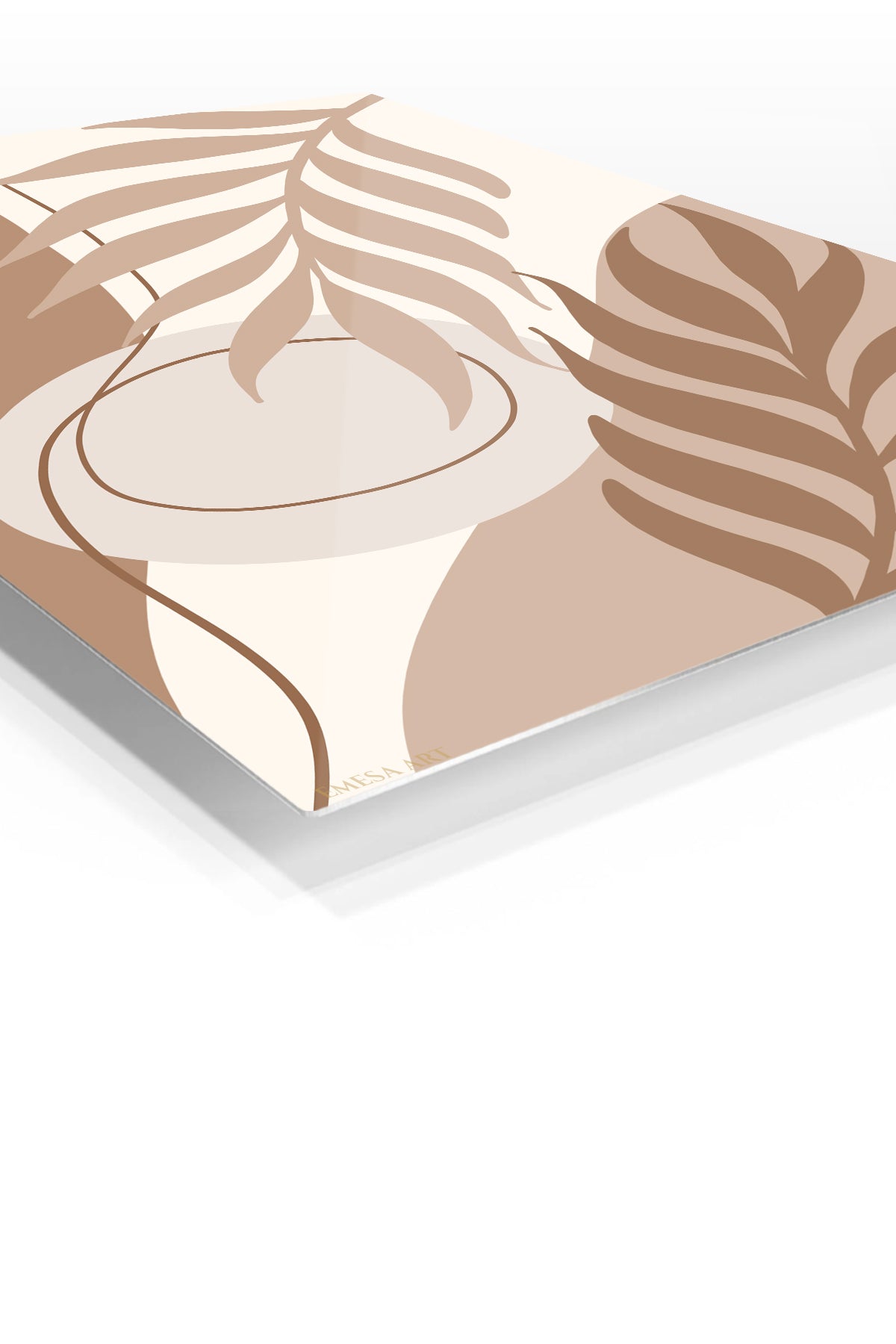 Earthy Botanical Silhouette premium metal wall art – angled view