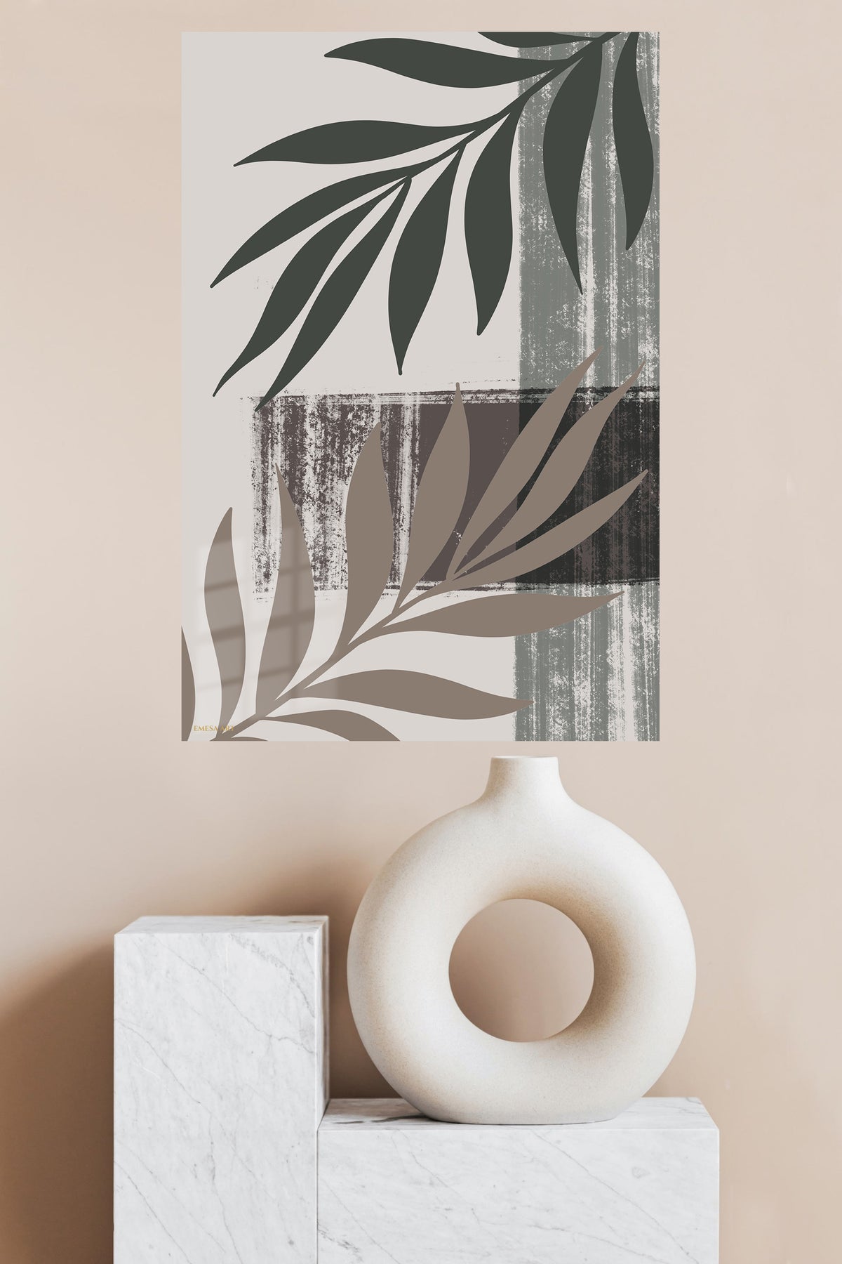 Earthy Botanical Silhouettes metal wall art displayed in a modern interior