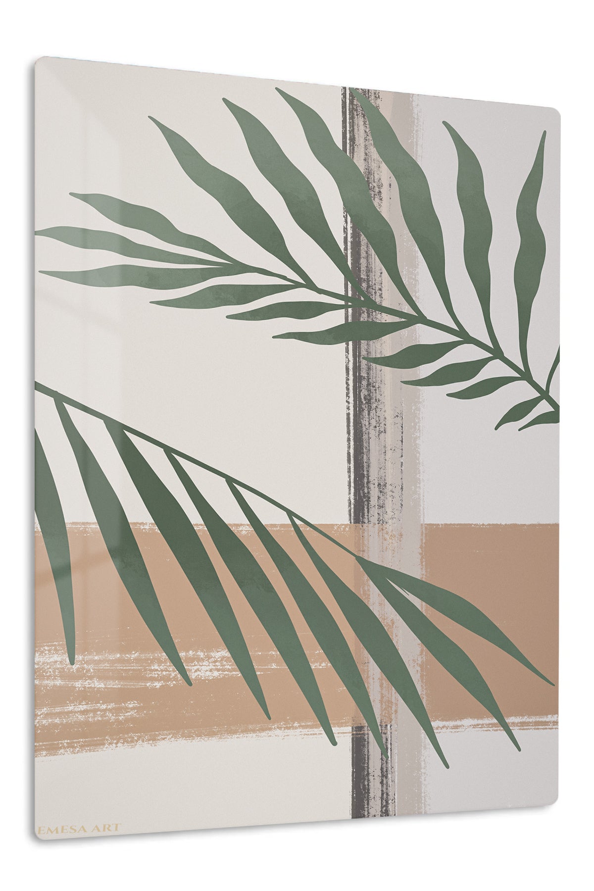 Sage Palm Fronds premium metal wall art – front view