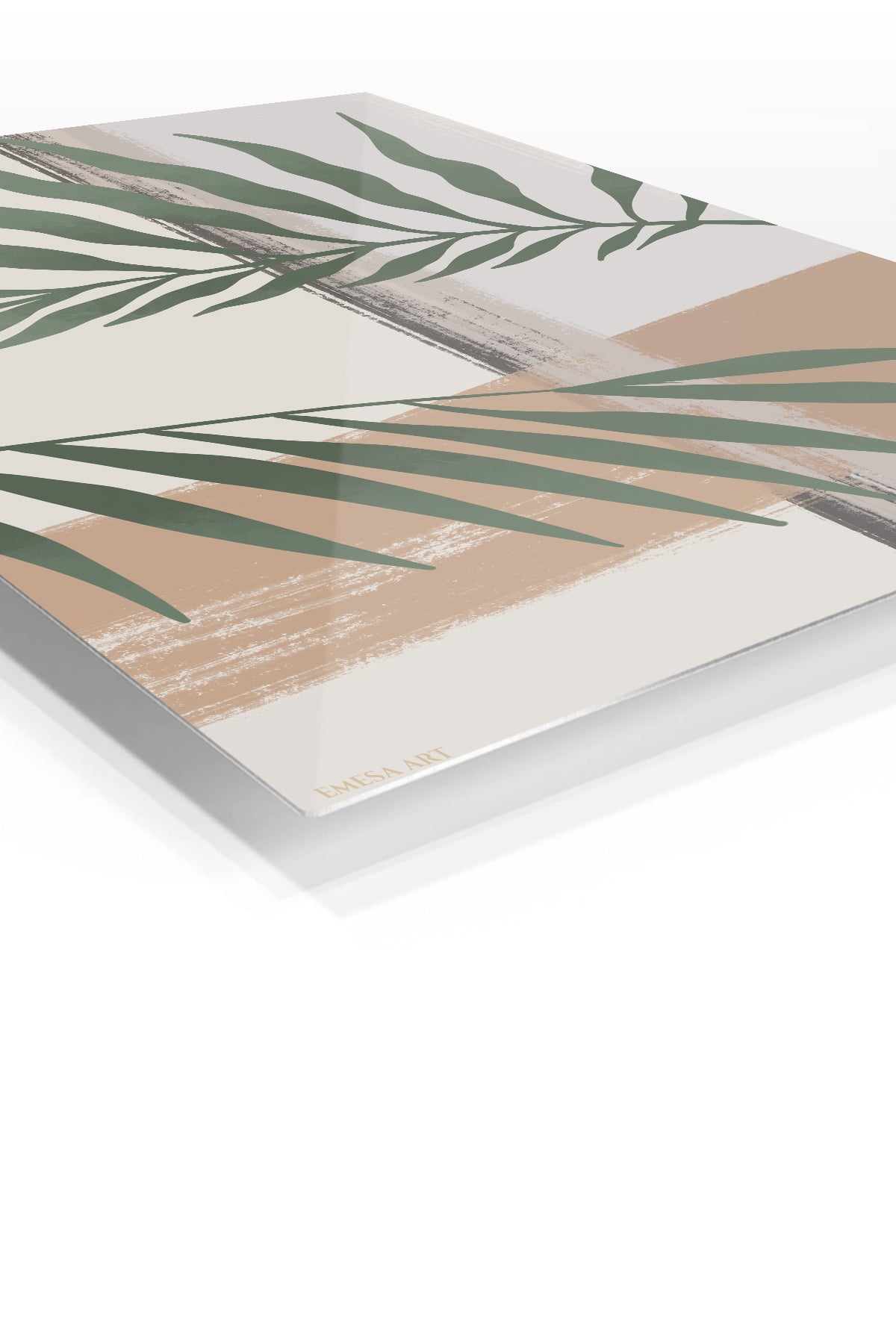 Sage Palm Fronds premium metal wall art – angled view