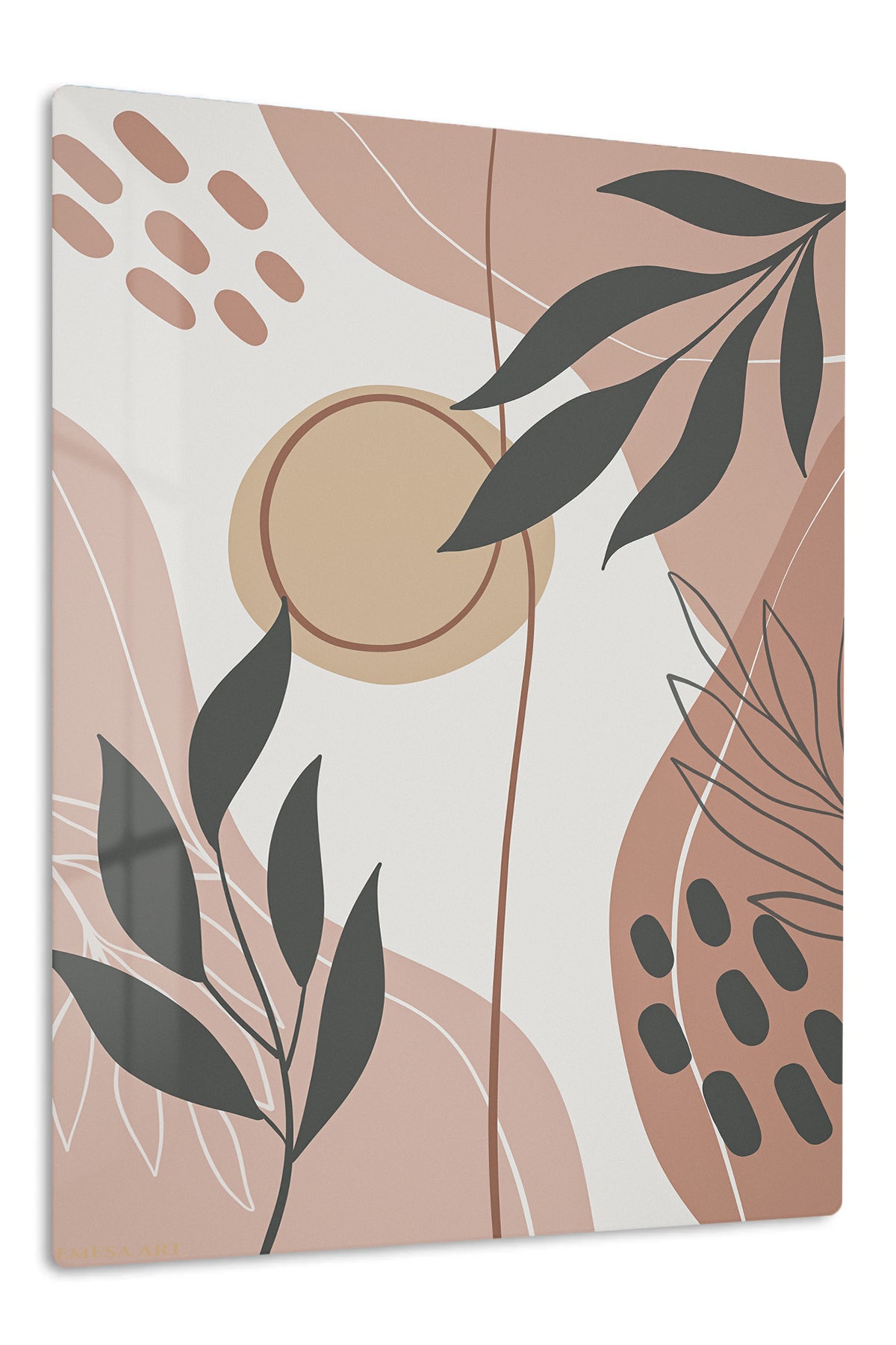Earthy Botanical Shapes premium metal wall art – front view