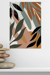 Earthy Botanical Arches metal wall art displayed in a modern interior