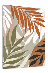 Earthy Tropical Palm Fronds premium metal wall art – front view