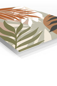 Earthy Tropical Palm Fronds premium metal wall art – angled view