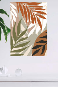 Earthy Tropical Palm Fronds metal wall art displayed in a modern interior