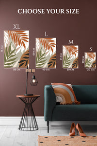 EMESA metal wall art size comparison guide for Earthy Tropical Palm Fronds