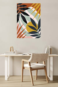 Golden Sun Botanical Shapes metal wall art displayed in a contemporary living space