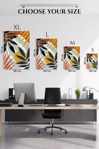 EMESA metal wall art size comparison guide for Golden Sun Botanical Shapes