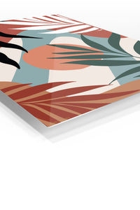 Terracotta Tropical Leaves premium metal wall art – angled view