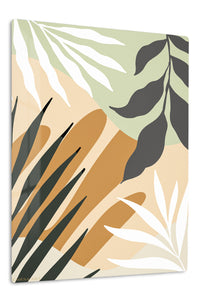 Earthy Tropical Leaves premium metal wall art – front view
