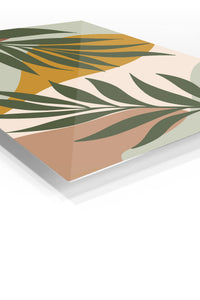Earthy Tropical Leaves premium metal wall art – angled view