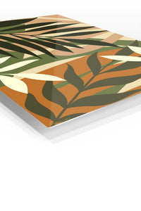 Earthy Botanical Canopy premium metal wall art – angled view