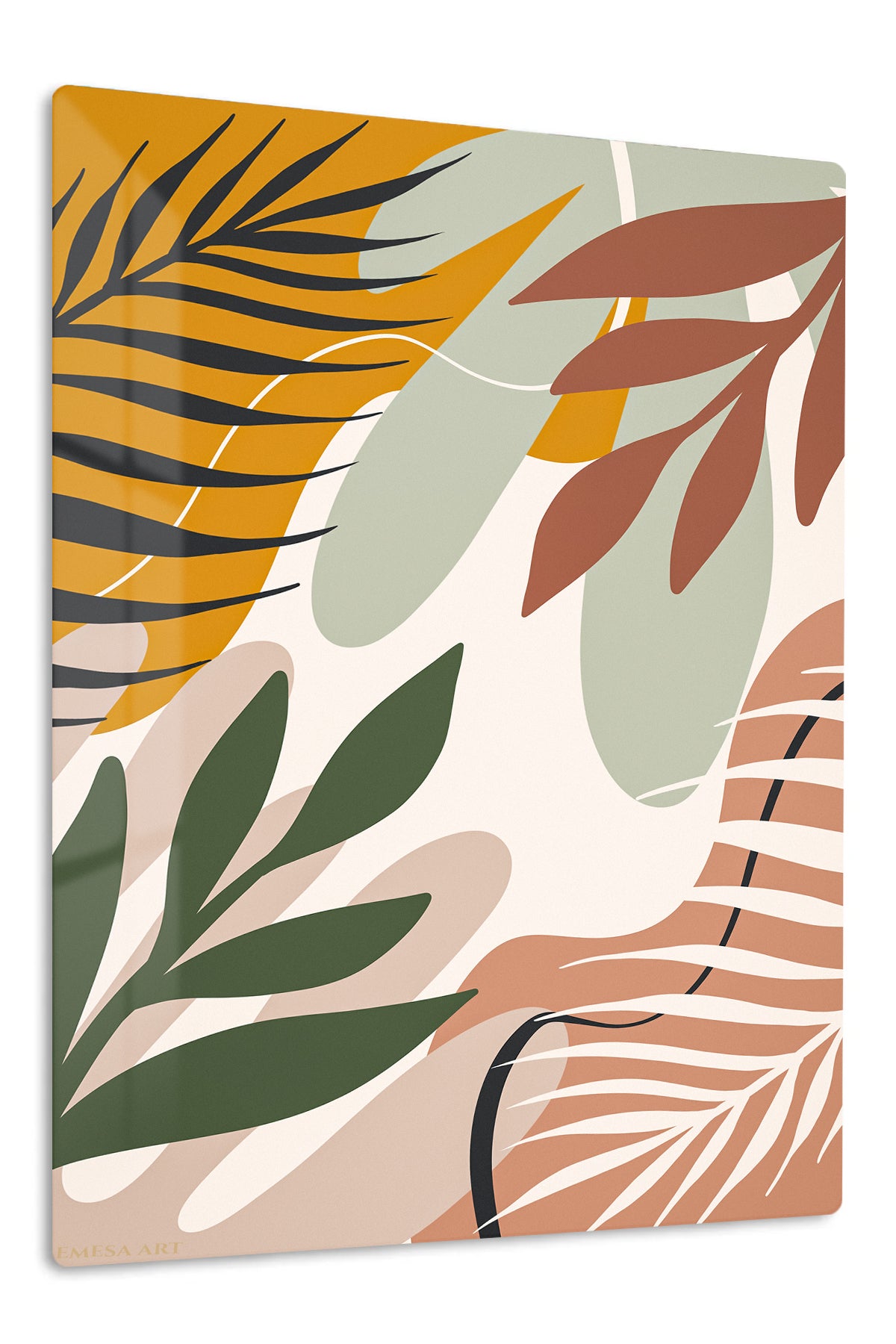 Earthy Botanical Layers premium metal wall art – front view