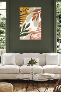 Earthy Botanical Layers metal wall art displayed in a contemporary living space