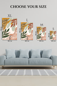 EMESA metal wall art size comparison guide for Earthy Botanical Layers