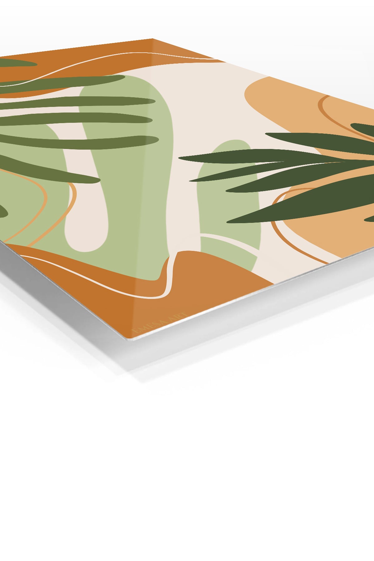 Abstract Tropical Foliage premium metal wall art – angled view