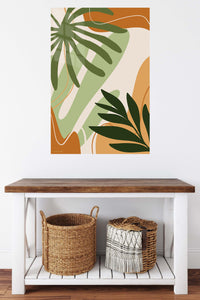 Abstract Tropical Foliage metal wall art displayed in a contemporary living space
